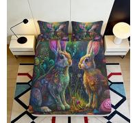 3D Printed Rabbit Fitted Sheet, Microfiber, Bed Cover, Non-slip, Soft, Home