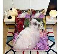 3D Printed Rabbit Pattern Fitted Sheet, Microfiber Bed Cover, Non-slip