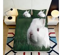3D Printed Rabbit Pattern Fitted Sheet Microfiber Deep Pocket Non-Slip Rabbit Mattress Fitted Cover All Ages Bedroom 200x200x25cm