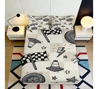 3D Printed Racing Flag Fitted Sheet Microfiber Durable Soft Checkered Pattern Mattress Cover for Bedroom Dormitory Guest Room Mattress Protection 200x200x25cm