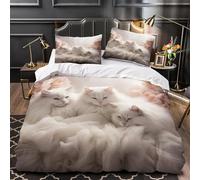 3D Printed Ragdoll Cats Duvet Cover 260x220 3PC Duvet Set with Zipper Closure and 2 Pillowcases 50x75 Cute Pets Soft Breathable Microfiber Bedding Set 59-J
