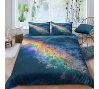 3D Printed Rainbow Bubbles Small Double Bedding Sets Soft Microfibre River 3 Piece Duvet Cover Set Quilt Cover 155x220 cm with Zipper Closure and 2 Pillowcases F.4183