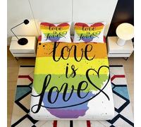 3D Printed Rainbow Heart Fitted Sheet Microfiber Non-Slip Deep Pocket Bedroom Bedding Rainbow Mattress Fitted Cover Washable 160x200x25cm