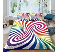 3D Printed Rainbow Spiral Duvet Cover, Microfiber Bedding Cover Hidden