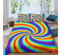 3D Printed Rainbow Spiral Duvet Cover, Microfiber Bedding Cover Hidden