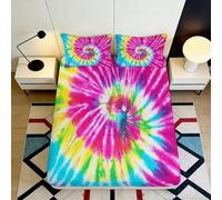 3D Printed Rainbow Spiral Fitted Sheet Microfiber Deep Pocket Non-Slip Bedroom Mattress Fitted Cover for Adults Teens 180x200x25cm