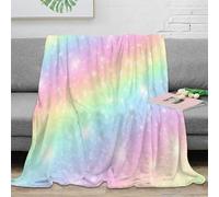 3D Printed RainbowGlitter Bed Blanket Microfiber Soft Cosy Bedding Warm PastelSparkleStyle Soft Throw Thoughtful Gift for Families Friends Loved Ones Housewarming 70×80inch(180x200cm)