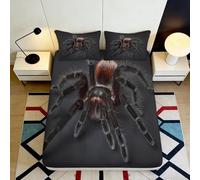 3D Printed Realistic Tarantula Fitted Sheet Microfiber Soft Black Spider Bed Cover for Bedroom Dorm Mattress Protection Decor 90x200x25cm