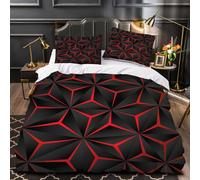 3D Printed Red Black Geometric Patterns Duvet Cover Set King size,Soft Microfiber Hypoallergenic Diamond Bedding Set with Pillowcase, Quilt Cover with Zipper for Kids, Teens, Adults 1e3