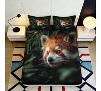 3D Printed Red Panda Fitted Sheet Microfiber Soft Breathable Forest Animal Bed Cover for Bedroom Dormitory Guest Room Mattress Protection Decor 180x200x25cm