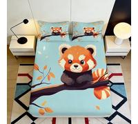 3D Printed Red Panda Fitted Sheet Microfiber Soft Cartoon Animal Mattress Cover for Bedroom Dorm Room Mattress Protection Decor 90x200x25cm