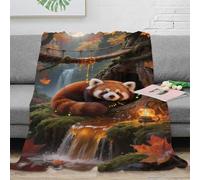 3D Printed Red Panda Forest Blanket Microfiber Home Decor Autumn Scenery Throw Blanket for Sofa Bedroom Teens Adults 60x80(150x200cm)