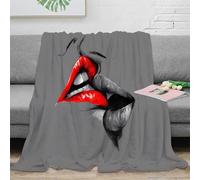 3D Printed RedLipsArt All Season Blanket Microfiber Soft Warm Bedding Breathable AbstractIllustrationStyle Sofa Throw All Season for Young Adults Renters Apartment Dwellers 70×80inch(180x200cm)