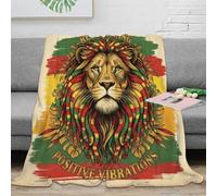 3D Printed Reggae Lion Art Thermal Blanket Microfiber Warm Thermal Bedding Soft Vibrant Graphic Design Fluffy Blanket Luxurious Gift for Friends Colleagues Loved Ones 40x50inch(100x130cm)