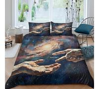 3D Printed Renaissance Art Fitted Sheet Microfiber Soft Breathable Creation Hands Mattress Cover for Bedroom Decor Single（135x200cm）