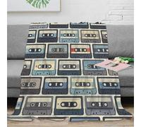 3D Printed Retro cassette tapes Fluffy Blanket Ultra Soft Warm Bedding Vintage audio design Throw Blanket Wrinkle Resistant Machine Washable for Campers Travellers Families 80×90inch(200x230cm)