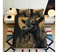 3D Printed Retro Goat Fitted Sheet Microfiber Soft Breathable Farm Landscape Bed Cover for Bedroom Dorm Mattress Protection Decor 90x200x25cm
