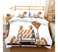 3D Printed Road Cone Single Bed Duvet Cover Set For Kids Teens Construction Site Roadblocks Bedding Set The Ultra-Soft 3 Pieces includes 1 Quilt Covers 135x200 and 2 Pillowcases K.1202