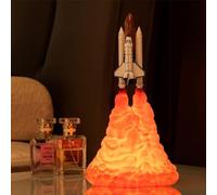 3D Printed Rocket Space Shuttle Night Light with USB Rechargeable, Creative Lamp for Boys Birthday, Room, Home Decoration, Gift