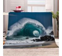 3D Printed Rocks Dot The Coast Flannel Fleece Blanket （270GSM） The Magnificence Of The Ocean Super Cozy 130x150 cm single Size Fade Resistant Home Decor Gift - Machine Washable