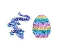 3D Printed Rose Dragon Egg With Dragon Inside, Articulated Dragon Egg Toy, Creative Flying Dragon Crystal Dragon Ornament, Unique Home Desktop Decoration Designed By Collectors (Rainbow Color)