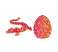 3D Printed Rose Dragon Egg With Dragon Inside, Articulated Dragon Egg Toy, Creative Flying Dragon Crystal Dragon Ornament, Unique Home Desktop Decoration Designed By Collectors (Laser Red)