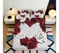 3D Printed Rose Heart Fitted Sheet Microfiber Deep Pocket Non-Slip Bedroom Bedding Rose Heart Mattress Fitted Cover Washable for Adults 120x200x25cm