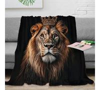 3D Printed Royal lion king Home Blanket Microfiber Ultra Soft Warm Bedding Digital art portrait Lounge Throw Machine Washable No Shedding for Kids Adults Families 40x50inch(100x130cm)