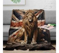 3D Printed Royal lion Thermal Blanket Microfiber Soft Cosy Bedding Warm British flag Blanket Premium Gift for Christmas Thanksgiving 60x80inch(150x200cm)
