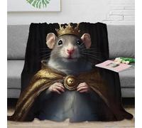 3D Printed Royal mouse king Thermal Blanket Microfiber Warm Thermal Bedding Soft fantasy royal portrait Nap Blanket Lightweight for Office Workers Students Teens Young Adults 40x50inch(100x130cm)