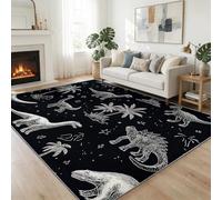 3D Printed Rug Soft Hand-Drawn Dinosaur Palm Trees 140 x 200 cm Flannel Mat Carpet, Fun Graffiti Non Slip Area Rug For Living Room Bedroom Soft Touch Easy Clean Washable Carpet Mat