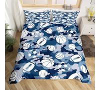 3D Printed Rugby Basketball Single Bed Duvet Cover Set For Kids Teens Sports Theme Bedding Set The Ultra-Soft 3 Pieces includes 1 Quilt Covers 135x200 and 2 Pillowcases L.2696