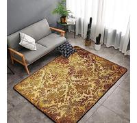 3D Printed Rugs Beige Gold Vintage Gold Pattern Doormats Indoor Home Carpets Decor Rugs Home Carpets Non-Slip Durable Rug For Living Room, Bedroom, Nursery, Kids Baby Room 80 X 160 Cm