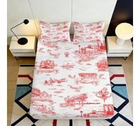 3D Printed Rural Landscape Fitted Sheet Microfiber Deep Pocket Bedroom Bedding Rural Pattern Mattress Fitted Cover Non-Slip Washable 90x200x25cm