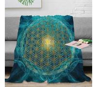 3D Printed Sacred geometry Fluffy Blanket Microfiber Soft Warm Bedding Breathable spiritual mandala art Bedding Throw Wrinkle Resistant Non Pilling for Men Women Families 80×90inch(200x230cm)