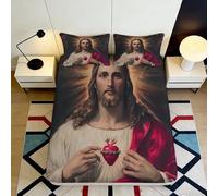 3D Printed Sacred Jesus Fitted Sheet, Microfiber Bed Cover, home non-slip