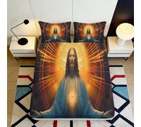 3D Printed Sacred Jesus Fitted Sheet Microfiber Soft Breathable Divine Light Mattress Cover for Bedroom Dorm Decor 90x200x25cm