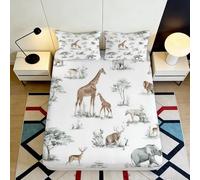 3D Printed Safari Animal Fitted Sheet Deep Pocket Microfiber Non-Slip Bedroom Bedding African Wildlife Mattress Fitted Cover Washable 120x200x25cm