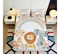 3D Printed Safari Animals Fitted Sheet Microfiber Soft Lion Elephant Jungle Rainbow Mattress Cover Bedroom Decor 90x200x25cm
