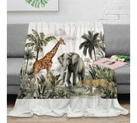 3D Printed Safari animals Lounge Throw Microfiber Soft Warm Bedding Breathable Jungle wildlife Living Room Throw Non Pilling Fade Resistant for Students Gamers Movie Nights 50x60inch(127x152cm)