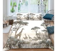 3D Printed Safari animals Quilt Cover Microfiber African wildlife illust Bed Cover Fade Resistant Wrinkle Free Soft Durable Machine Washable Easy Care for Home Family Use Super king（260x220cm）