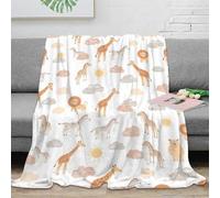 3D Printed Safari animals Warm Blanket Microfiber Warm Thermal Bedding Soft Cartoon jungle design 1 Travel Blanket Compact Portable for Campers Travellers Students Young Adults 70×80inch(180x200cm)