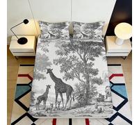3D Printed Safari Giraffe Fitted Sheet Microfiber Elastic Hem for Adults Bedroom Bedding African Style Mattress Fitted Cover Washable 160x200x25cm