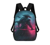 3D Printed Samurai Warrior in Rain School Backpack With Big Pockets for Kids Children's Backpacks Boy Girl Book Bags Kids School Bag 17inch