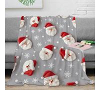 3D Printed Santa Claus faces Thermal Blanket Microfiber Warm Thermal Bedding Soft festive holiday pattern Fluffy Blanket Luxurious Gift for Friends Colleagues Loved Ones 40x50inch(100x130cm)