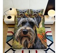 3D Printed Schnauzer Dog Fitted Sheet Microfiber Soft Breathable Forest Bed Cover for Bedroom Guest Room Decor 90x200x25cm