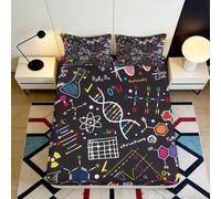 3D Printed Science Elements Fitted Sheet Microfiber Colorful Chemistry Bed Cover for Bedroom Dorm Mattress Protection Decor 90x200x25cm