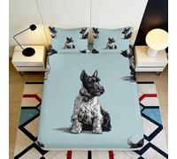3D Printed Scottish Terrier Fitted Sheet Microfiber Soft Breathable Dog Pattern Bed Cover for Bedroom Dormitory Guest Room Mattress Protection Decor 120x200x25cm
