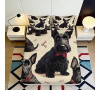 3D Printed Scottish Terrier Fitted Sheet Microfiber Soft Dog Pattern Bed Cover for Bedroom Dorm Protection Decor 200x200x25cm