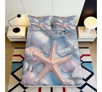 3D Printed Sea Star Ocean Shells Fitted Sheet Microfiber Soft Anti-Slip Bed Cover Bedroom Dorm Mattress Protection Decor 140x200x25cm